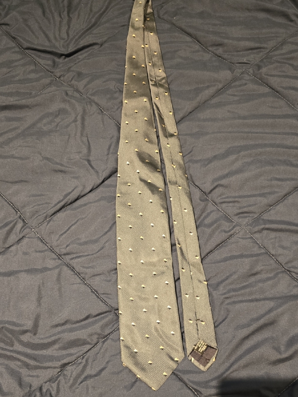 Armani Collezioni Grey Tie with Small Gold & Black Diamond Accents